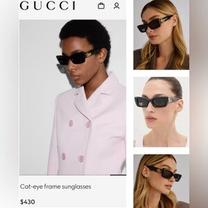 GUCCI CLASSIC SOPHISTICATED SHINY BLACK RECTANGULAR WITH BOLD GOLD“ GG”SUNNIES